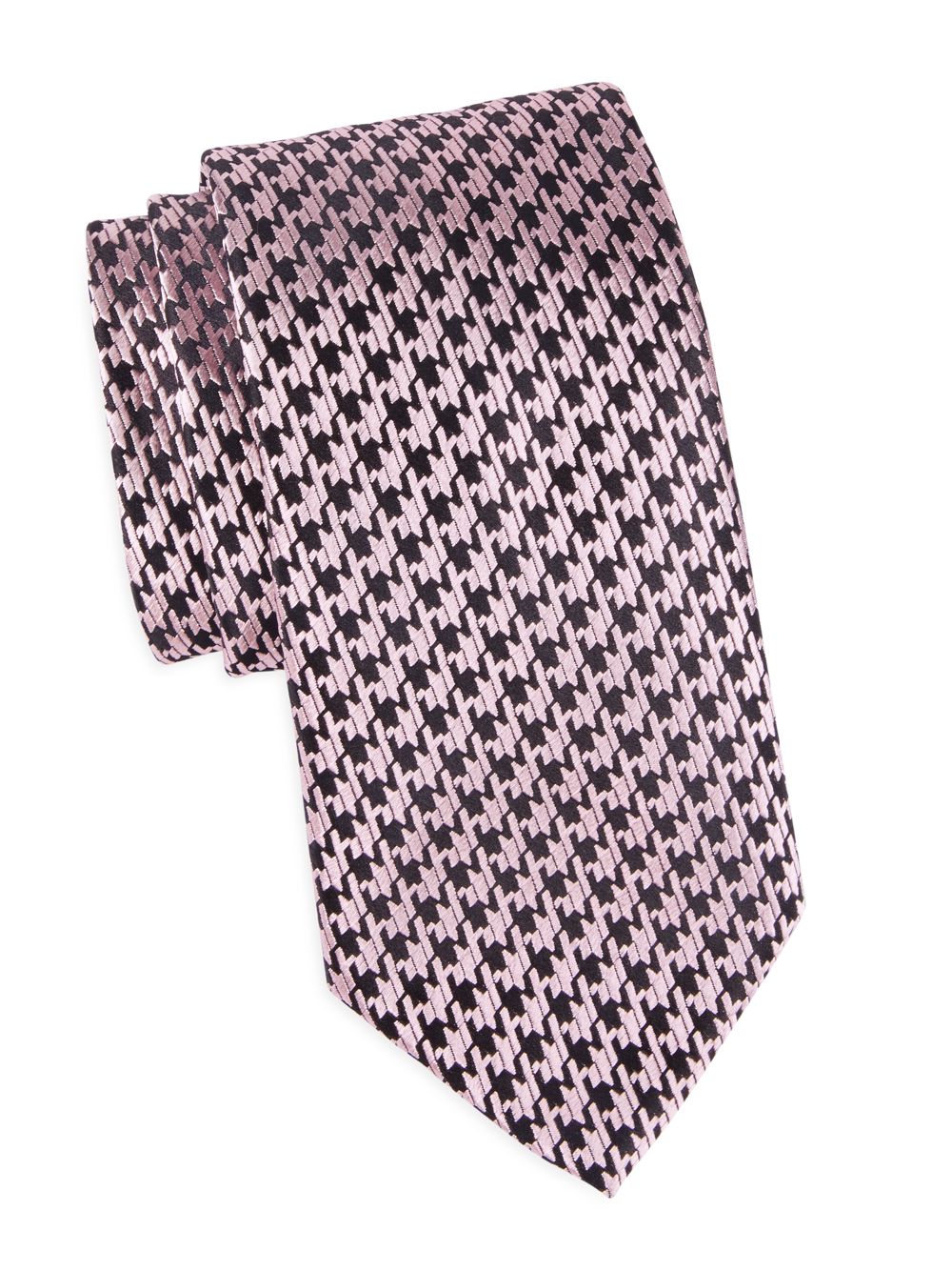 Шелковый жаккардовый галстук в ломаную клетку Charvet, розовый