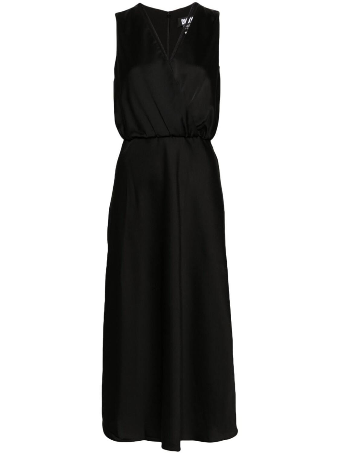 

DKNY атласное платье миди с V-образным вырезом, черный