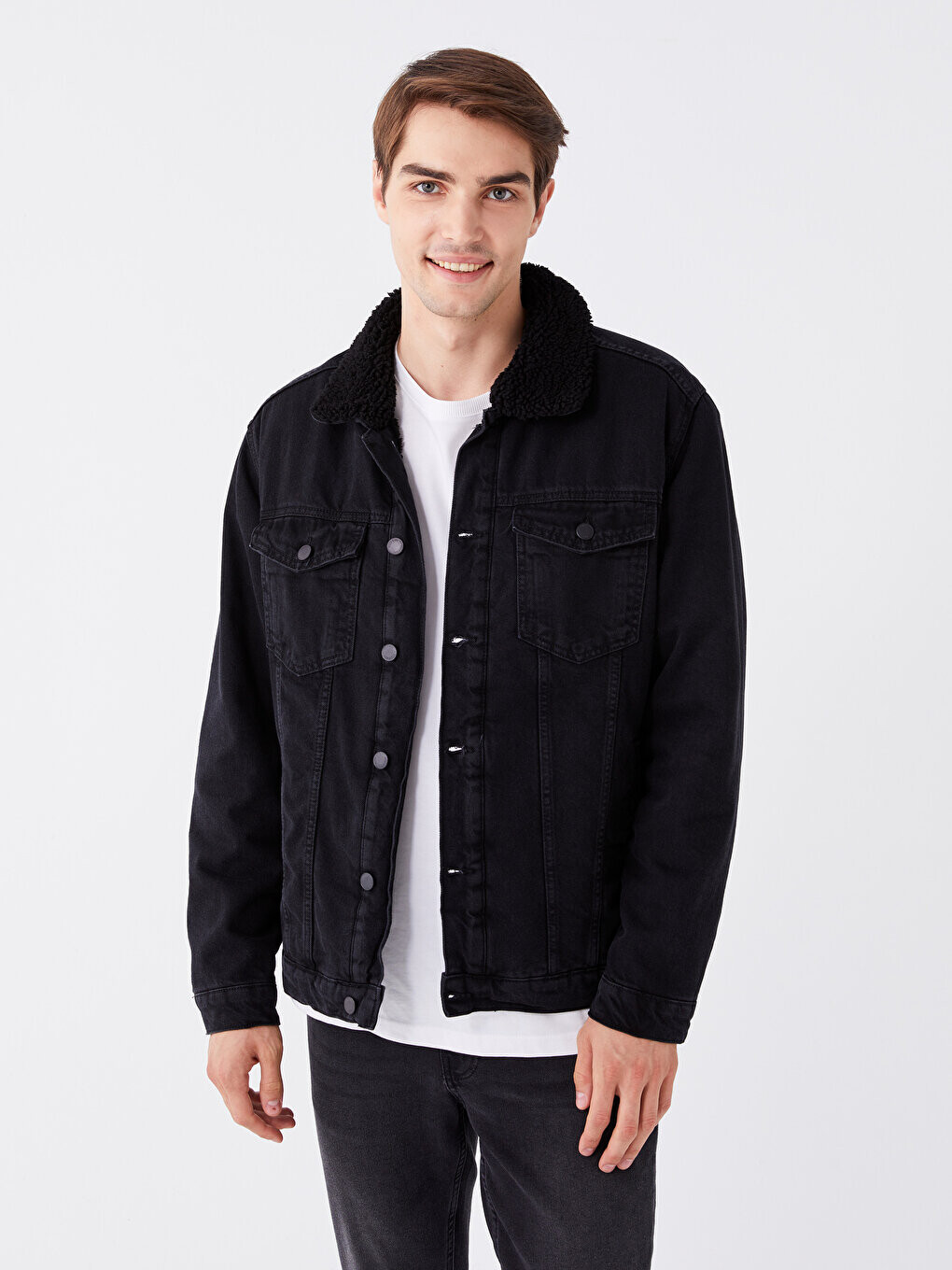 

Мужская джинсовая куртка стандартного кроя LCW Jeans, черное родео, Черный