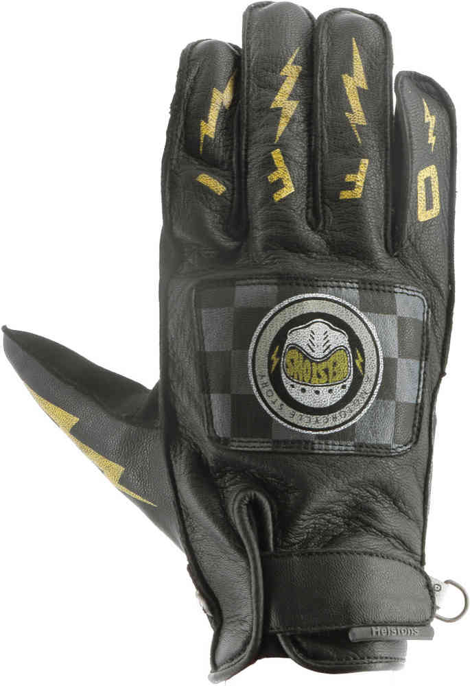 перфорированные мотоциклетные перчатки strada helstons коричневый Мотоциклетные перчатки с логотипом Helstons, черный/черный