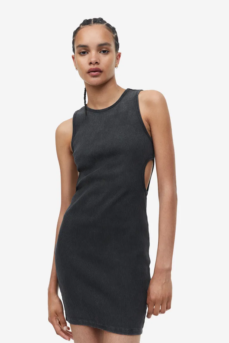 Облегающее платье с вырезами H&M, черный