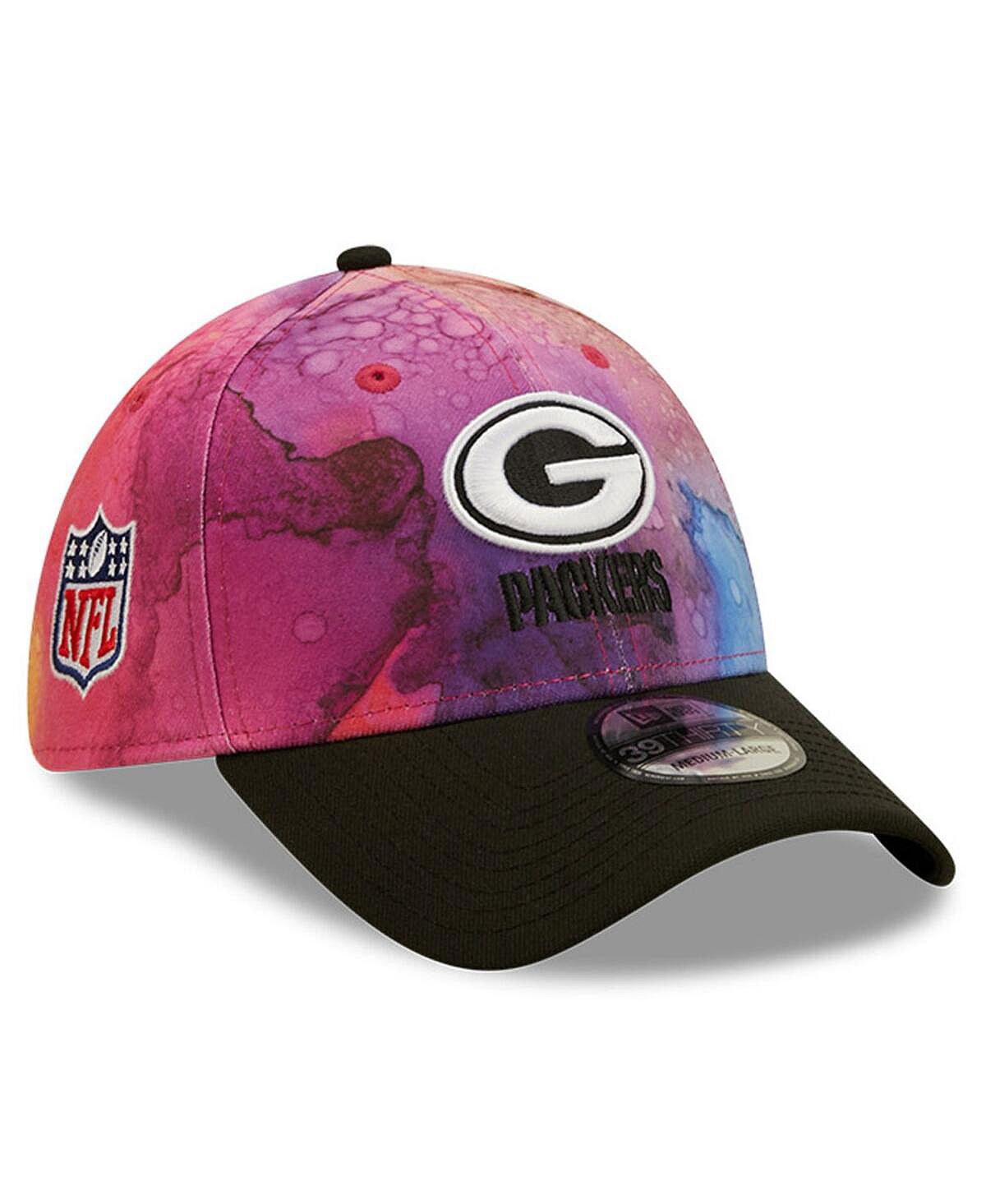 Мужская розовая, черная кепка Green Bay Packers 2022 NFL Crucial Catch 39Thirty Flex Hat New Era