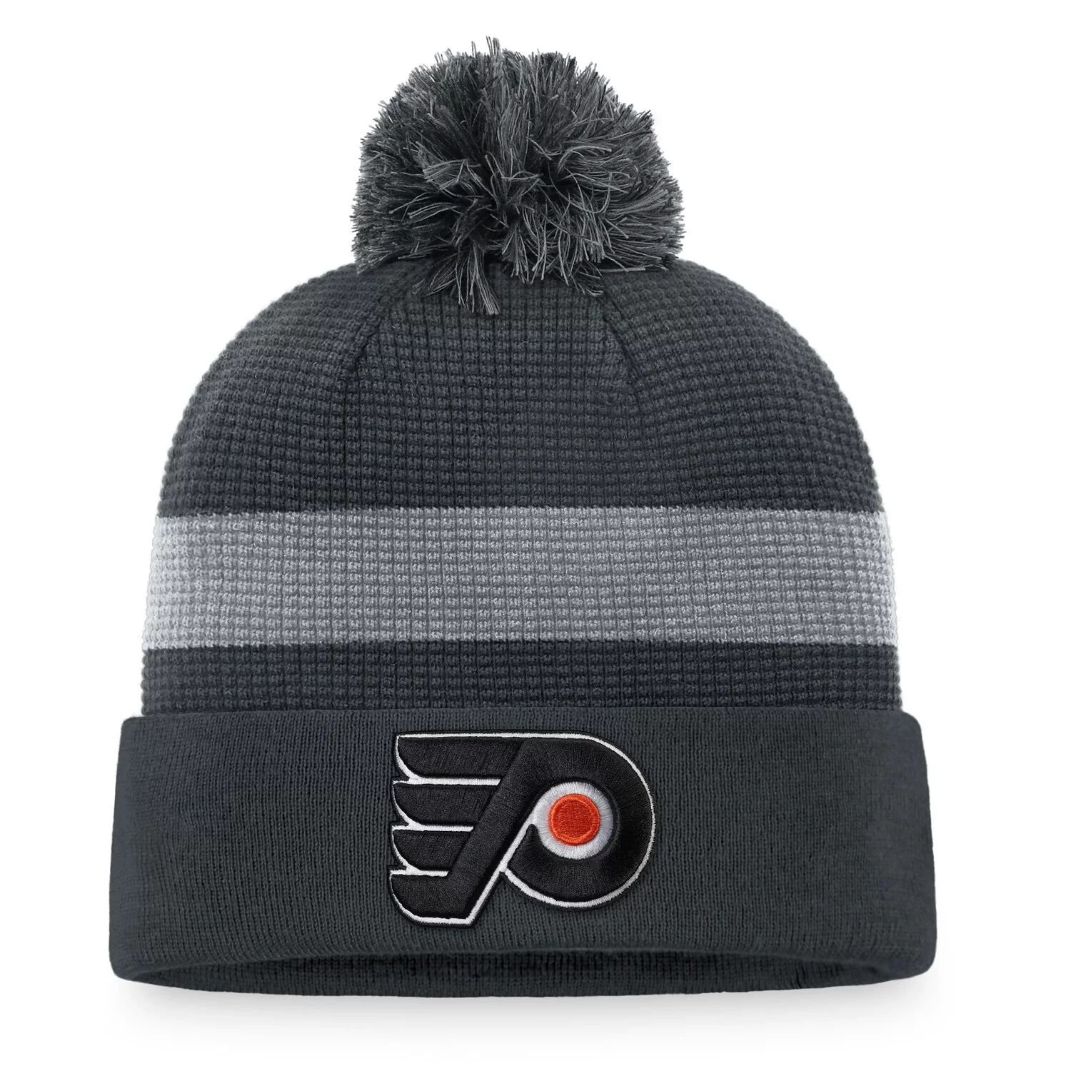 

Мужская темно-серая мужская вязаная шапка Fanatics Philadelphia Flyers Authentic Pro Home с манжетами и помпоном