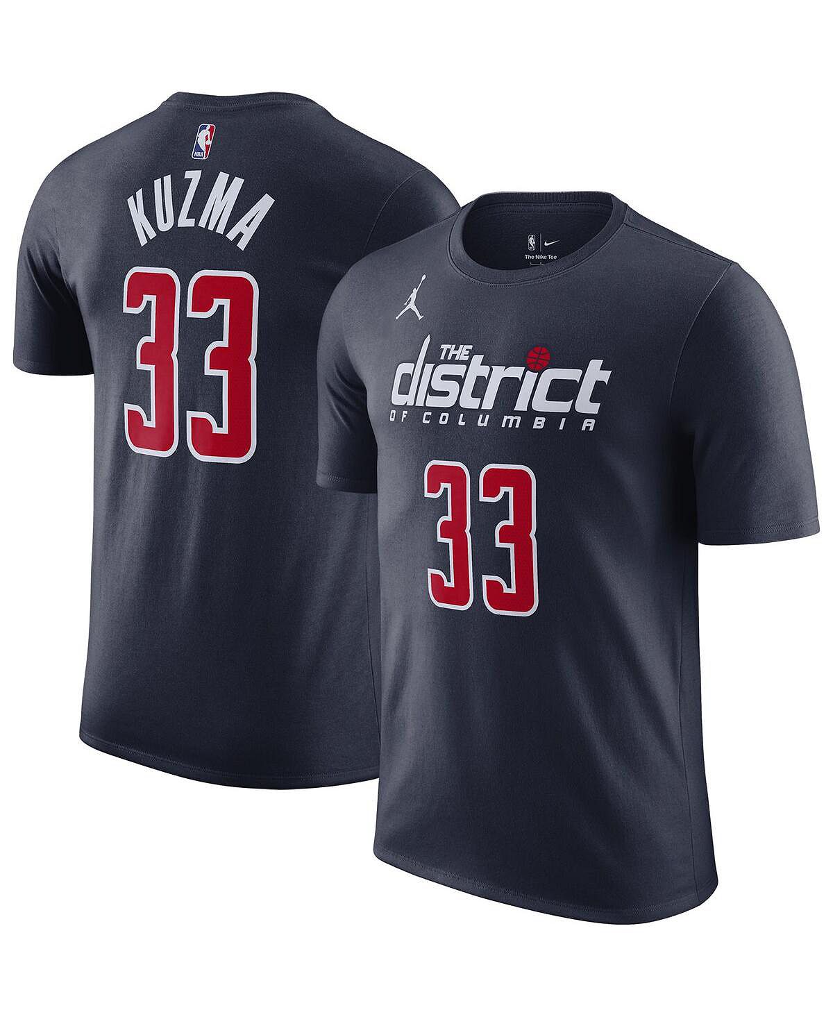 

Мужская футболка бренда Kyle Kuzma Navy Washington Wizards 2022/23 Statement Edition с именем и номером Jordan