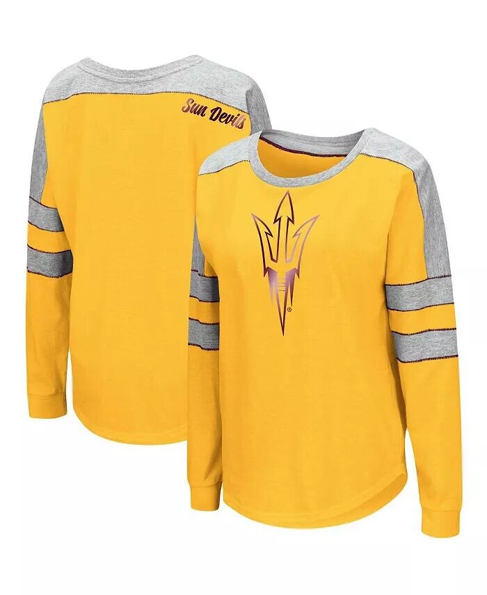 

Женская золотая футболка с длинным рукавом Arizona State Sun Devils Trey Dolman Colosseum, золотой