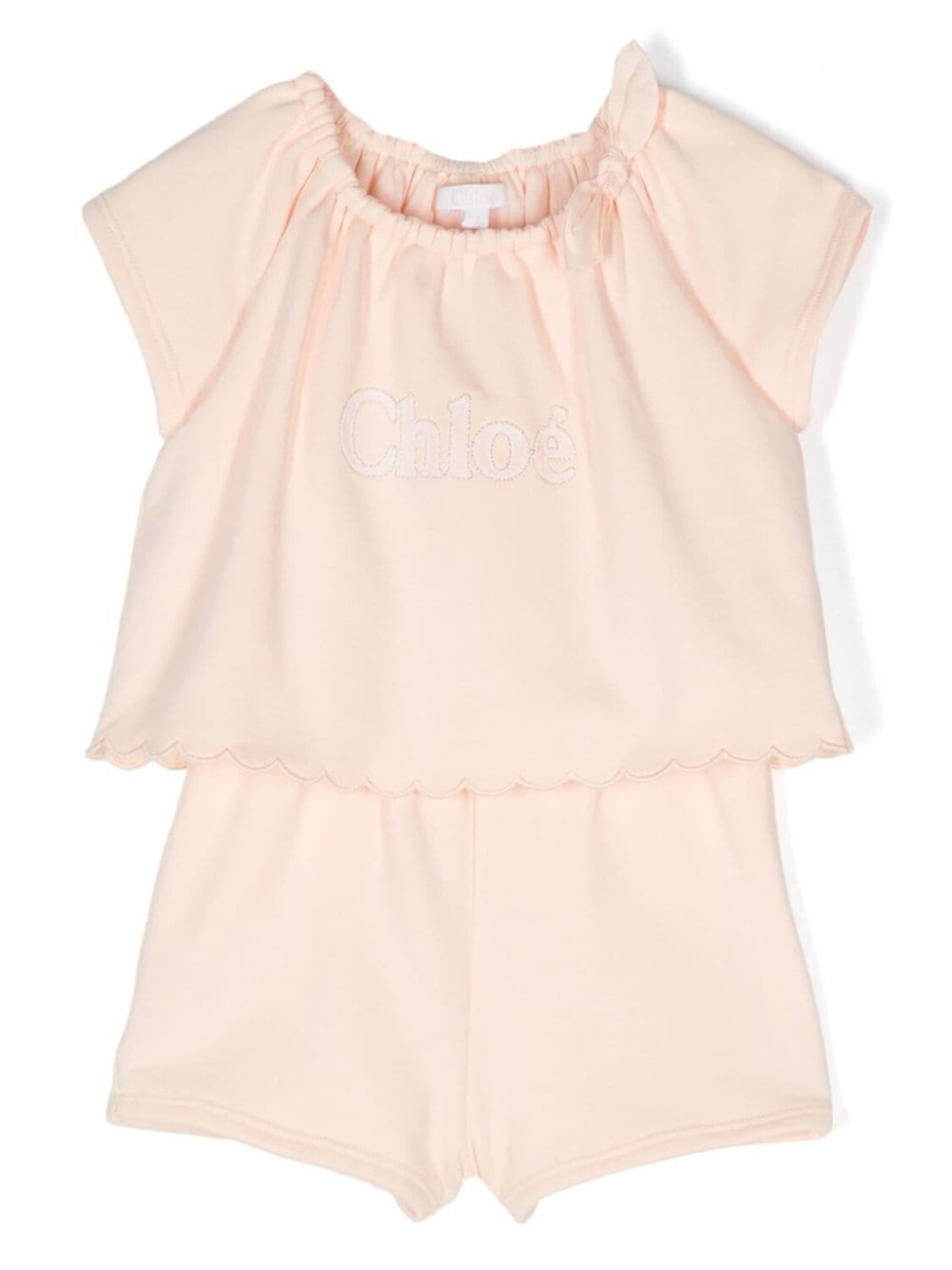 

Chloé Kids ромпер с вышитым логотипом, розовый