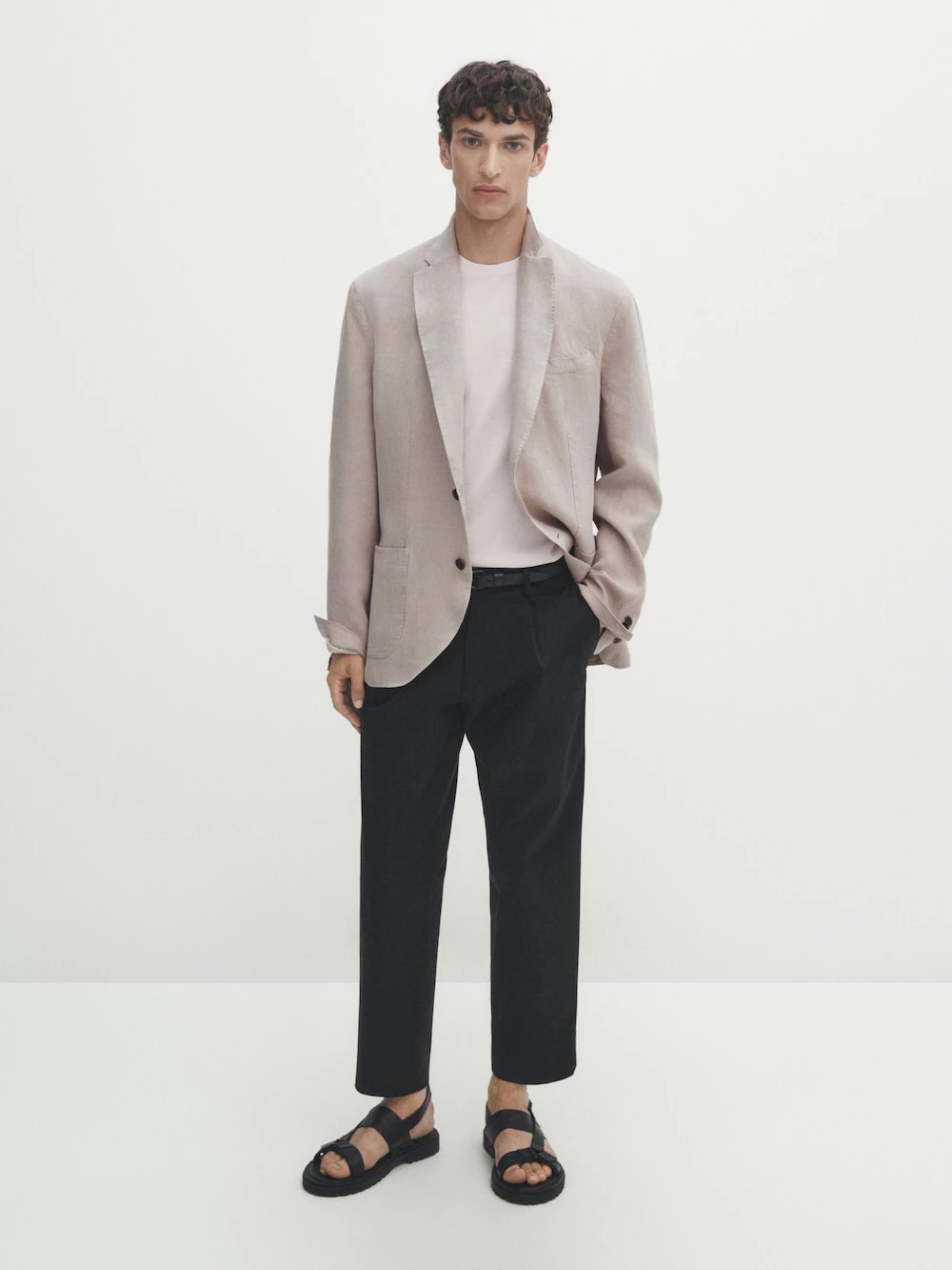 

Свитер из 100% хлопка с круглым вырезом Massimo Dutti, бежевый