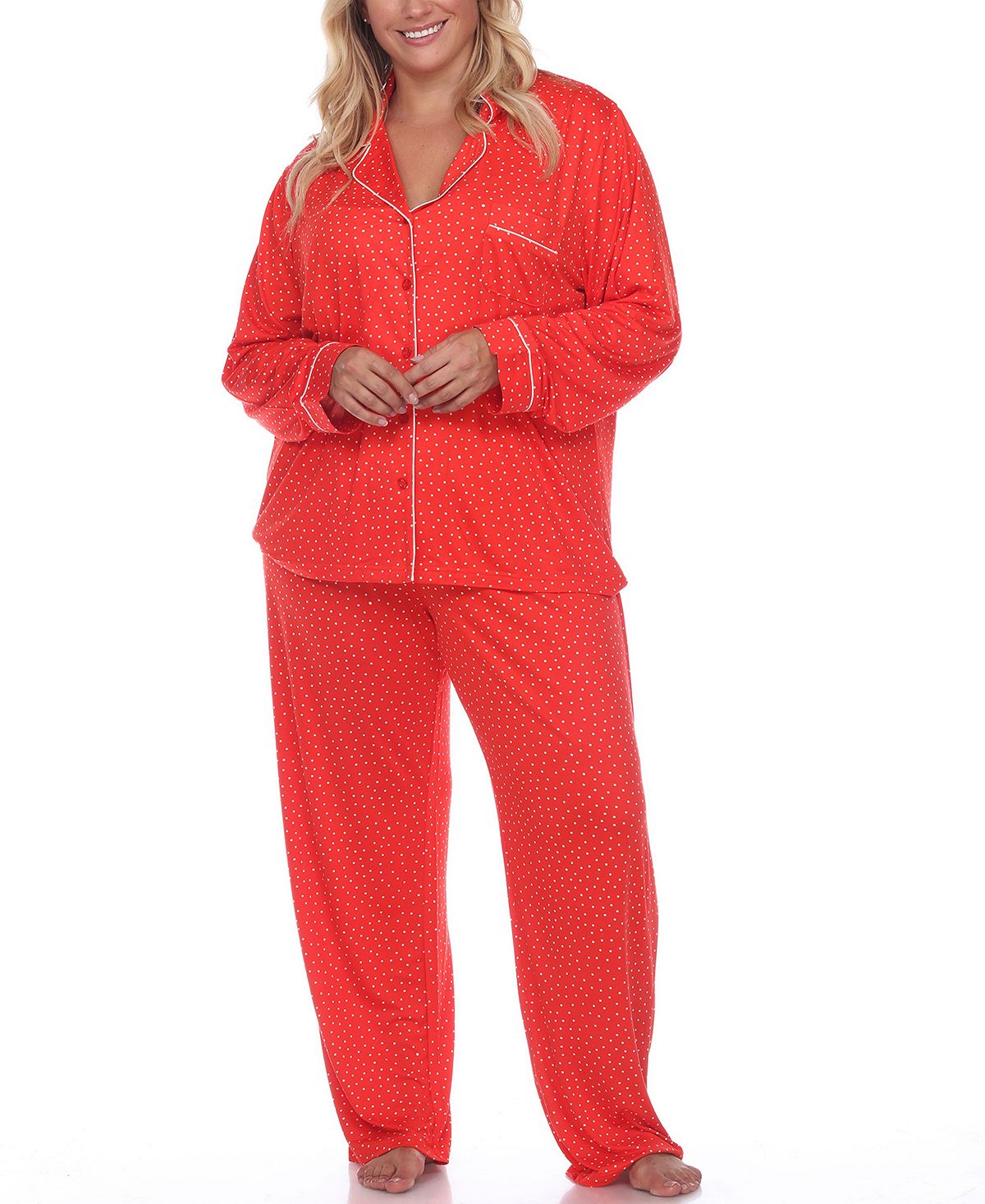 Женский пижамный комплект больших размеров, 2 предмета White Mark, красный пижамный комплект больших размеров 3 предмета white mark синий