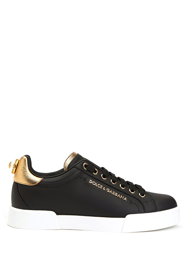 Черные женские кожаные кроссовки с логотипом portofino Dolce&Gabbana