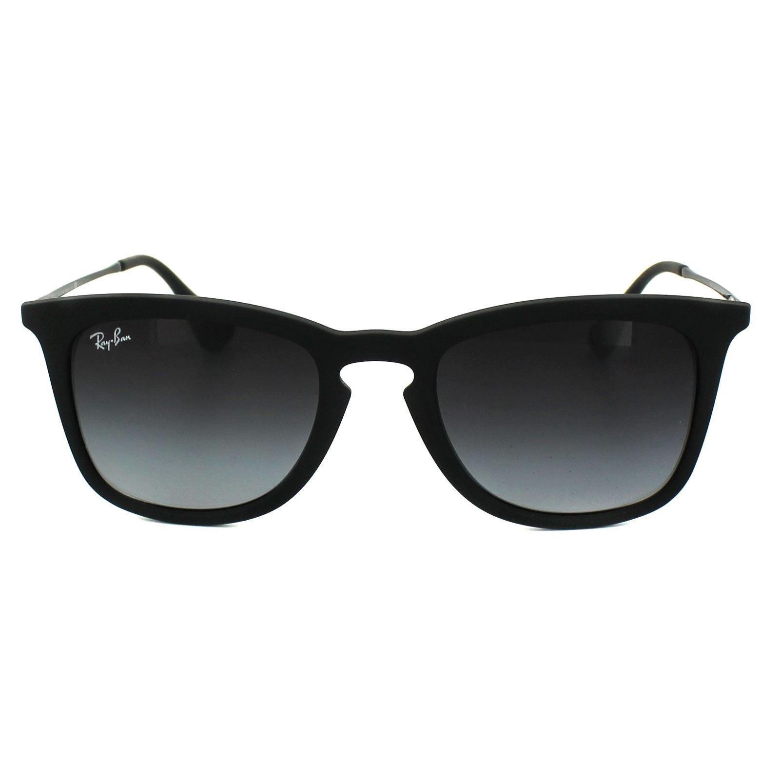 Прямоугольные черные резиновые серые солнцезащитные очки с градиентом 4221 Ray-Ban, черный