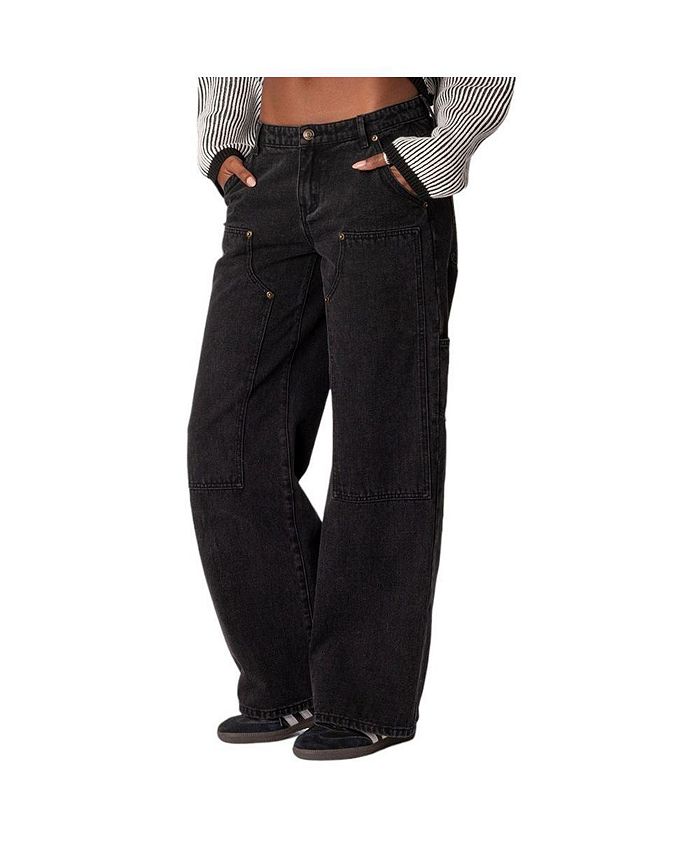 Женские джинсы Ayla с низкой посадкой и плотником Edikted, черный