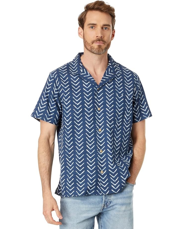 

Рубашка Lucky Brand Printed Short Sleeve Camp Collar Shirt, цвет Indigo Print