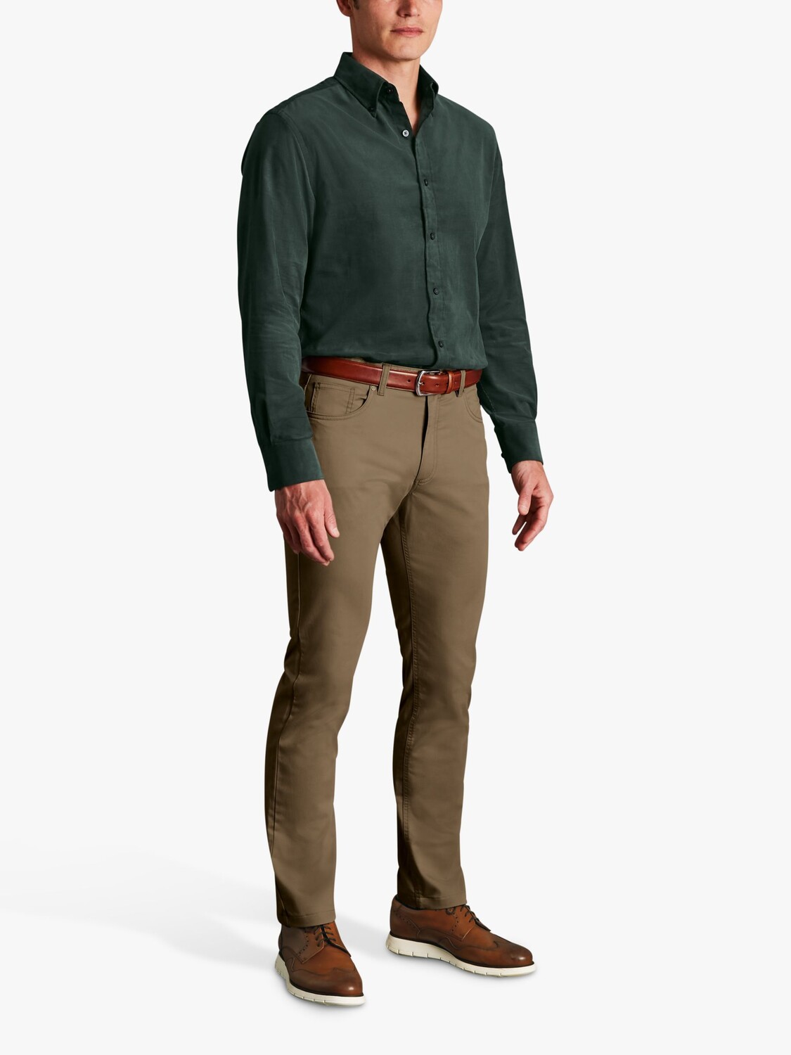 

Charles Tyrwhitt Текстурированные брюки узкого кроя, серо-коричневый