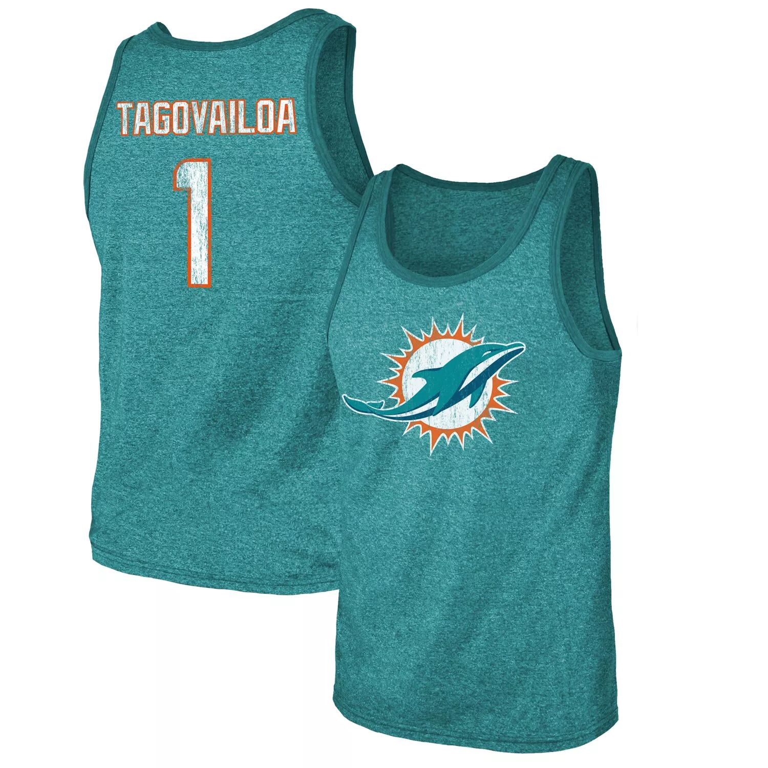 Мужская майка Fanatics с фирменным логотипом Tua Tagovailoa Aqua Miami  Dolphins, имя и номер, тройная майка Majestic