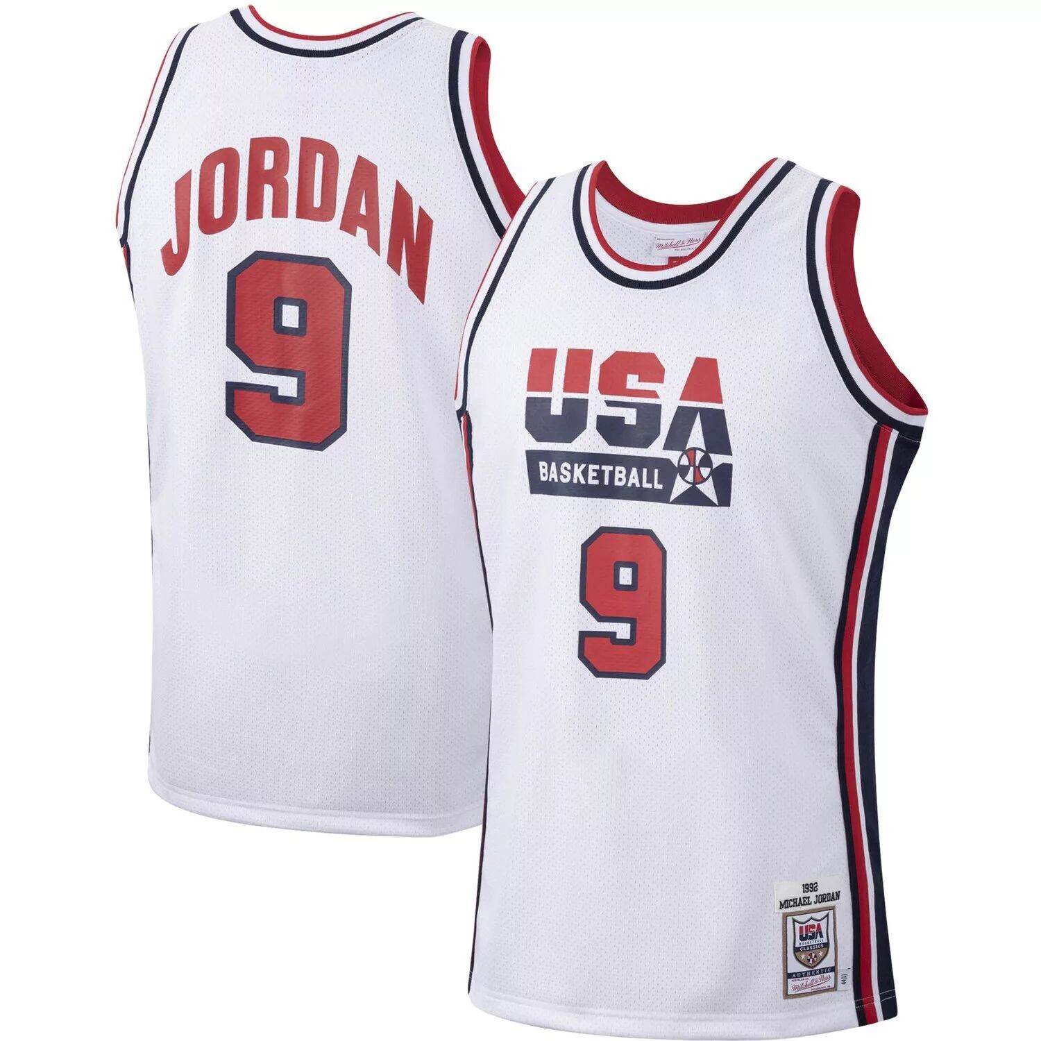 

Мужская белая баскетбольная майка Mitchell & Ness Michael Jordan USA 1992 года выпуска