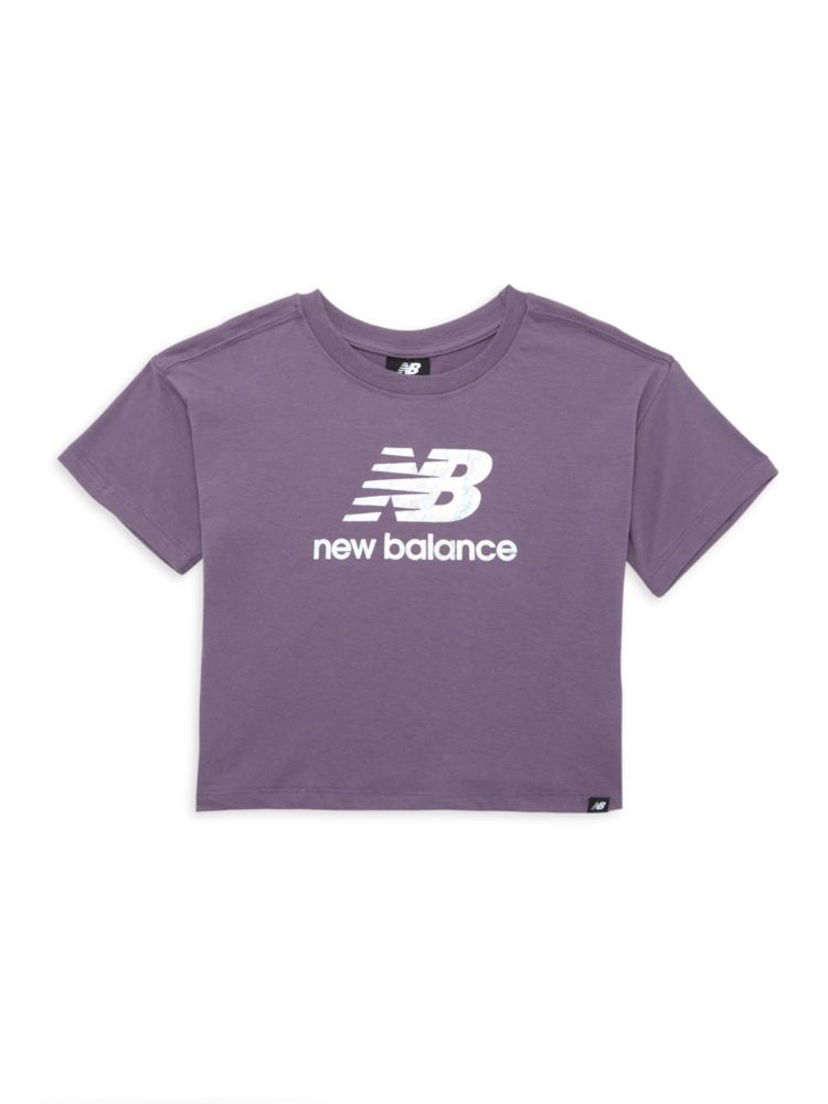 Укороченная футболка с логотипом для девочек New Balance, цвет Shadow Purple yixing purple sand cup raw ore purple mud bamboo shadow cup pure hand carved 140ml