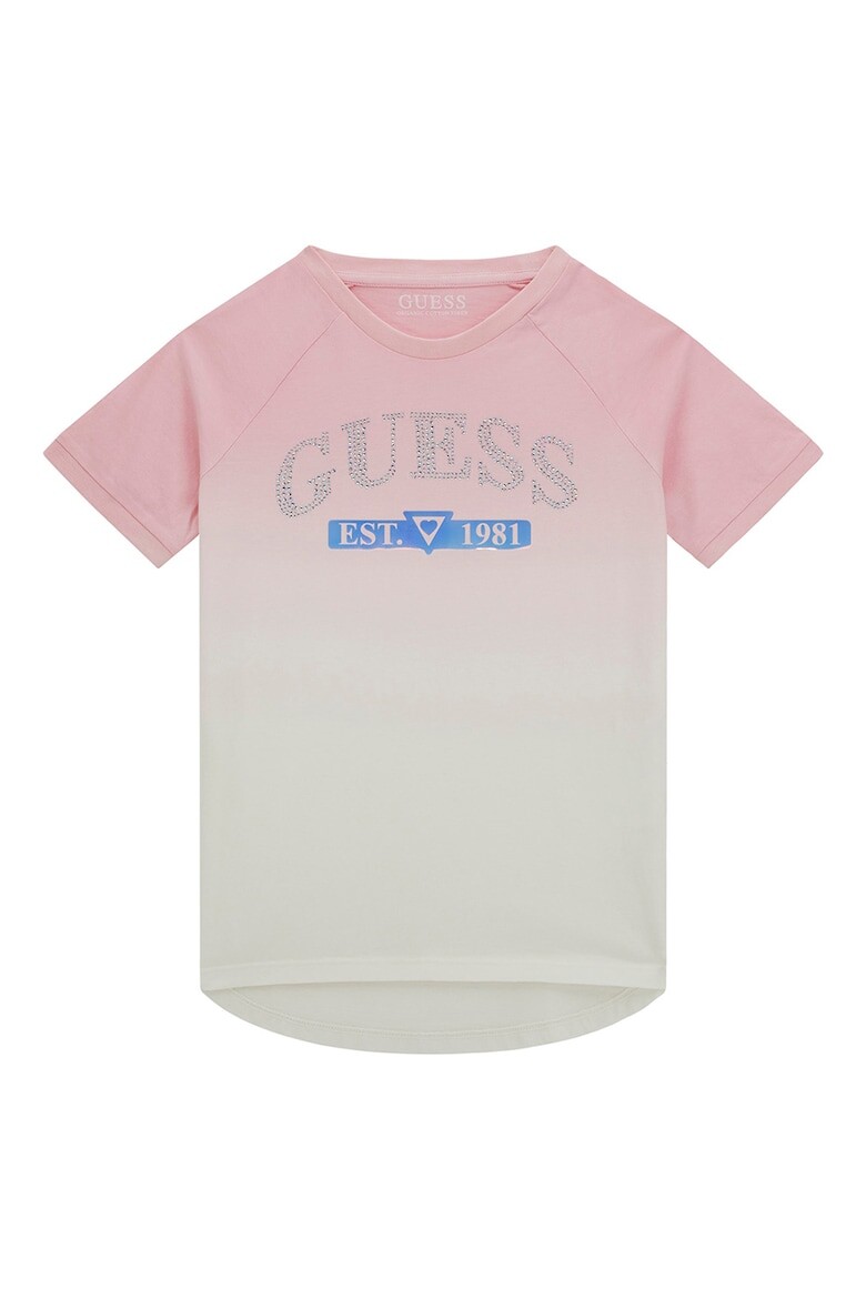 

Хлопковая футболка с логотипом Guess, розовый