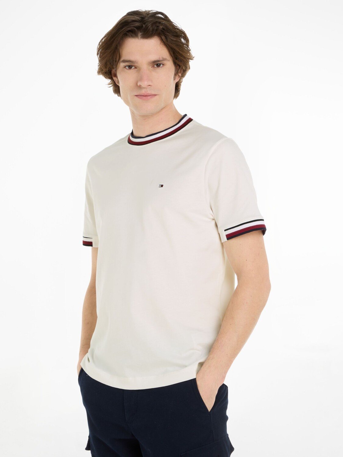 

Футболка Global Stripe Tipping Tommy Hilfiger, белый