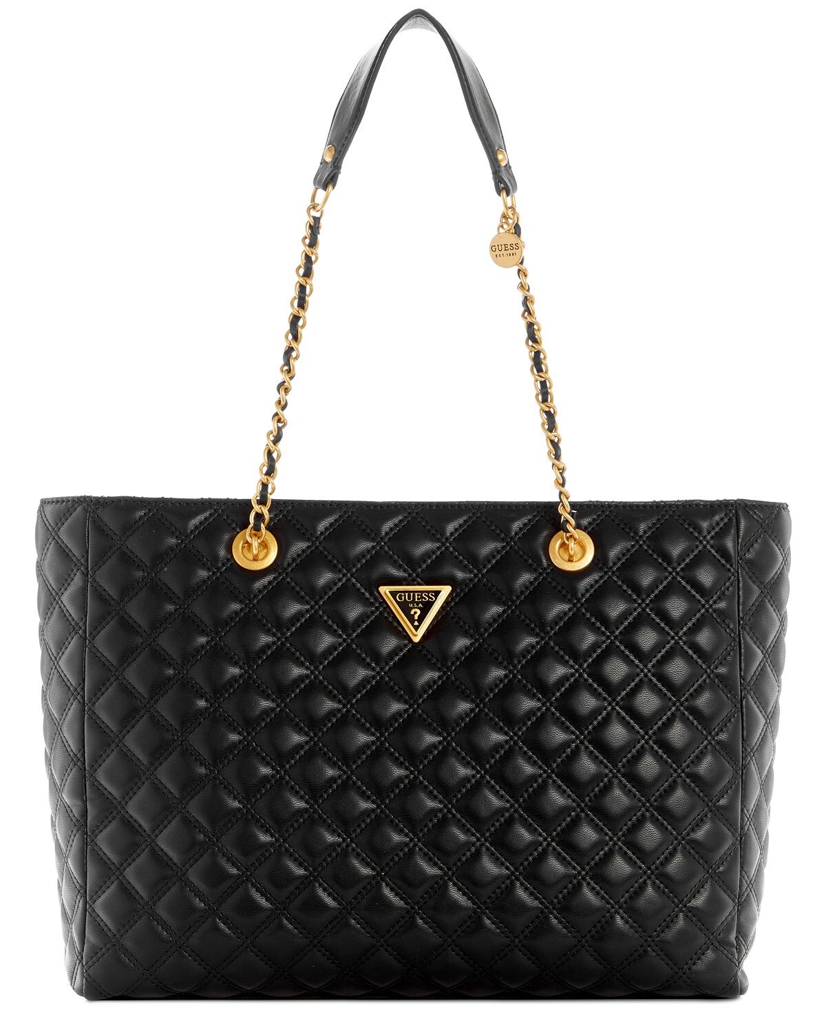 

Стеганая сумка-тоут Giully среднего размера GUESS, черный