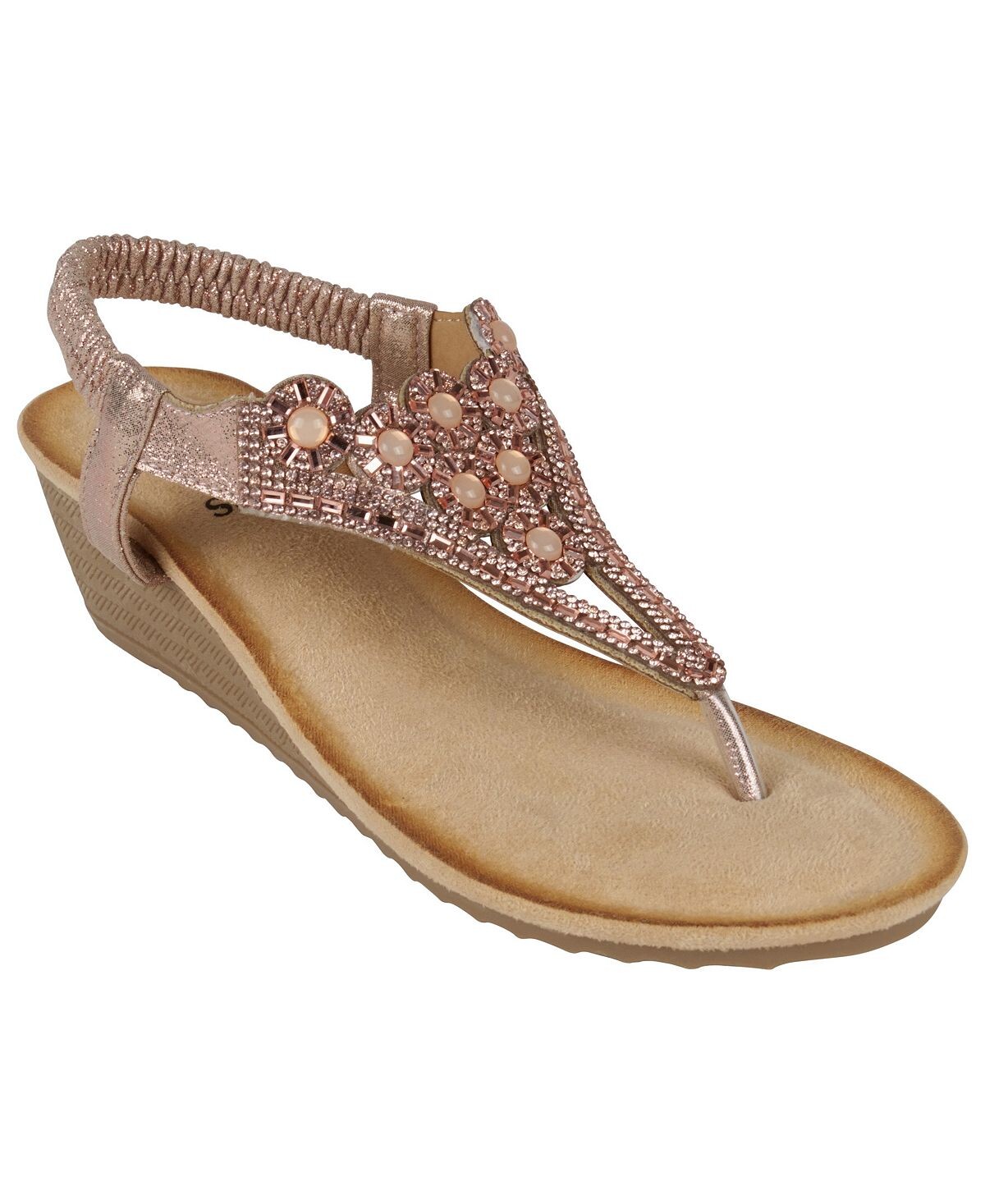 

Женские босоножки на танкетке с украшением Chloe GC Shoes, золотой