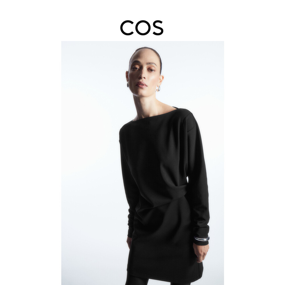 

Асимметричное мини-платье Cos с вырезом лодочкой, черный