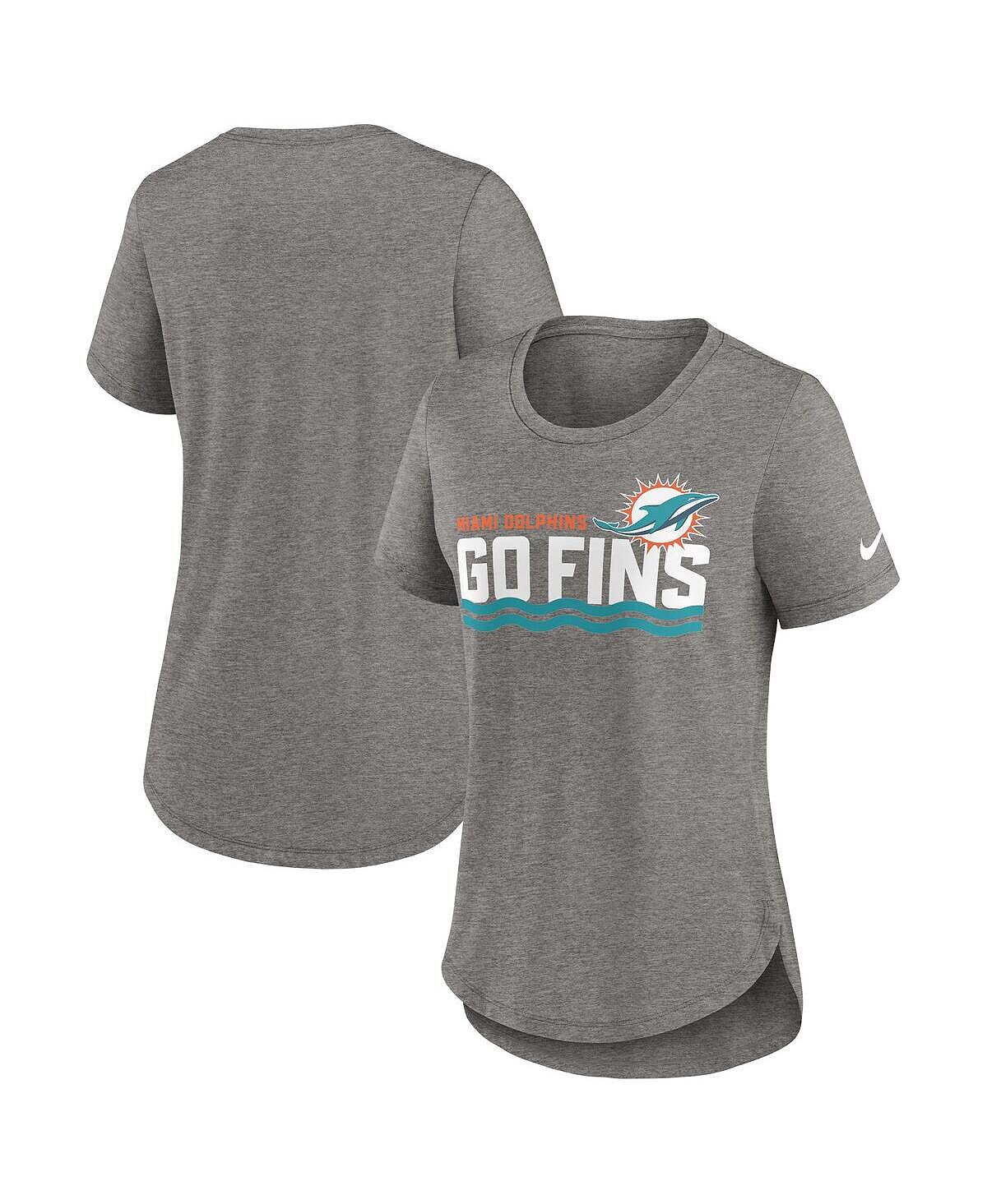 

Женская футболка цвета три-смеси Heather Charcoal Miami Dolphins Local Fashion Nike