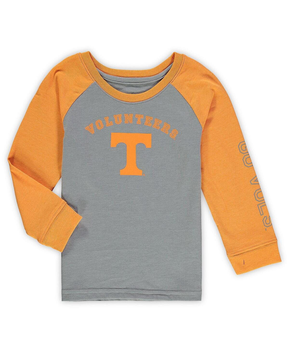 

Серая футболка Tennessee Volunteers с длинными рукавами и реглан для мальчиков и девочек для малышей Colosseum
