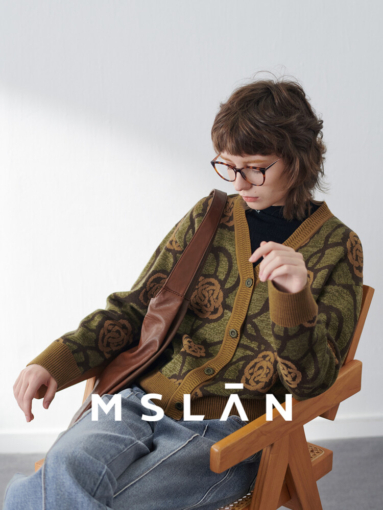 

Кардиган MSlan с цветочным узором, серо-зеленый