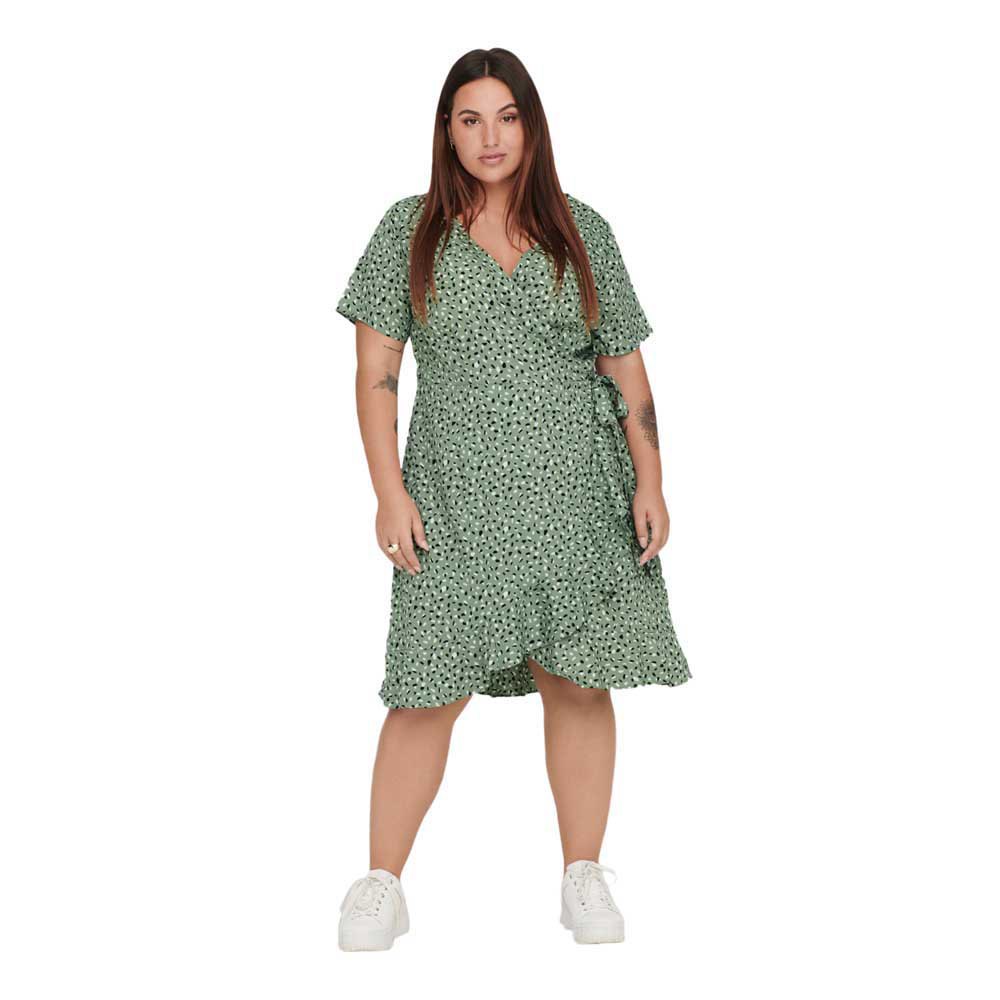 Платье с коротким рукавом Only Carmakoma Livia Wrap, зеленый короткое платье туника с коротким рукавом only carmakoma зеленый
