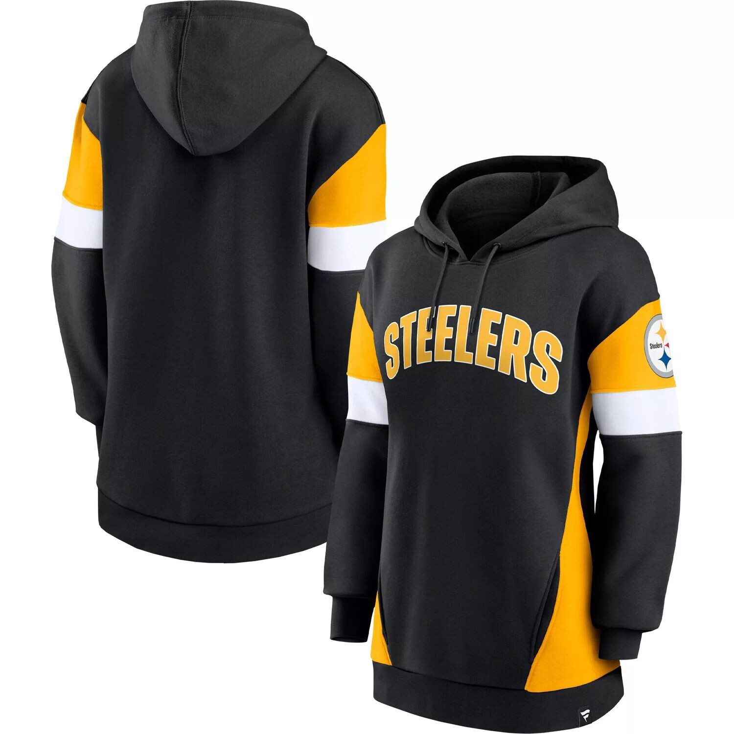 

Женский пуловер с капюшоном Fanatics черного/золотого цвета с логотипом Pittsburgh Steelers Lock It Down Fanatics