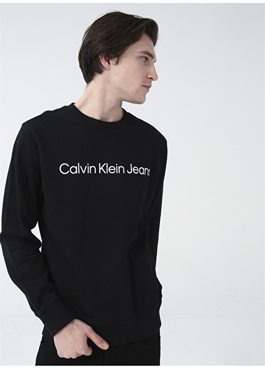 

Черная мужская толстовка с круглым вырезом Calvin Klein Jeans, Черный