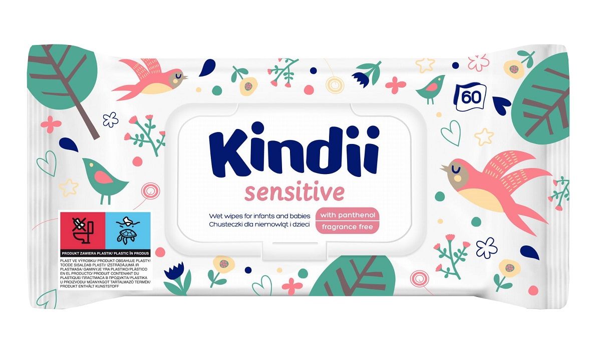 Влажные салфетки Cleanic Kindii Sensitive, 60 шт kindii extra soft влажные салфетки детские 60 шт уп 9 шт
