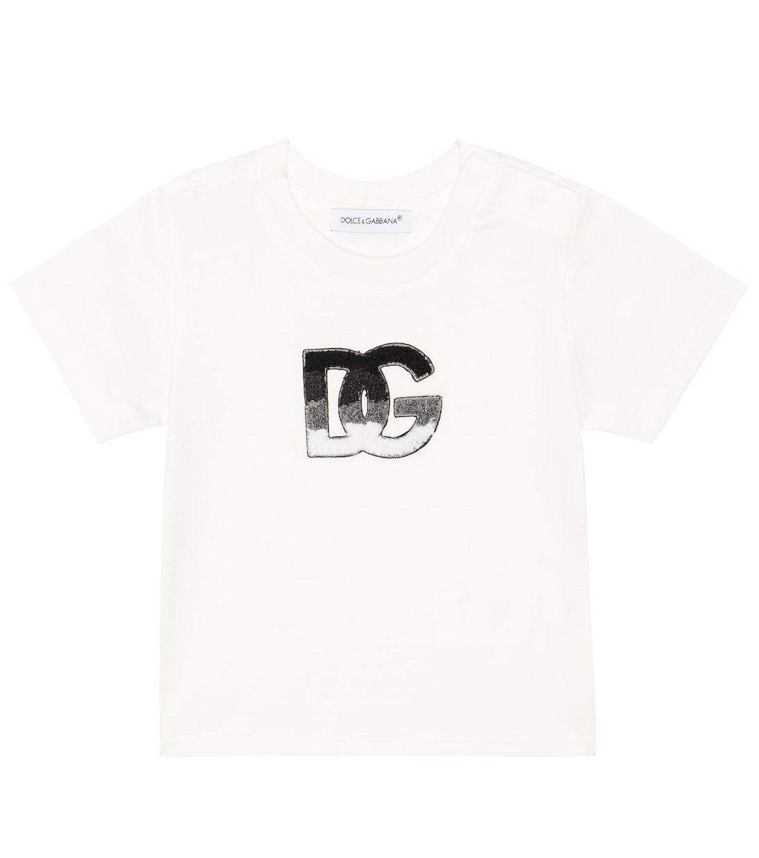 Хлопковая футболка с вышитым логотипом Dolce&Gabbana Kids, белый
