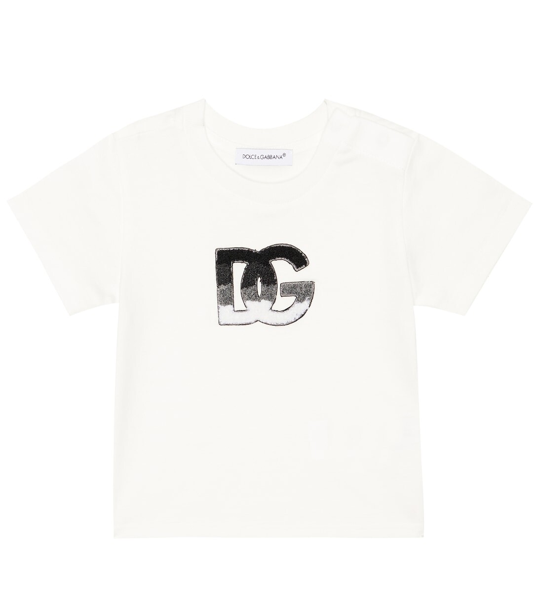 

Хлопковая футболка с вышитым логотипом Dolce&Gabbana Kids, белый