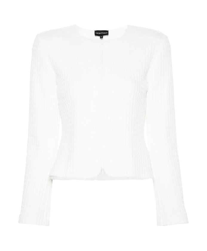 

Вафельный кардиган Emporio Armani, белый