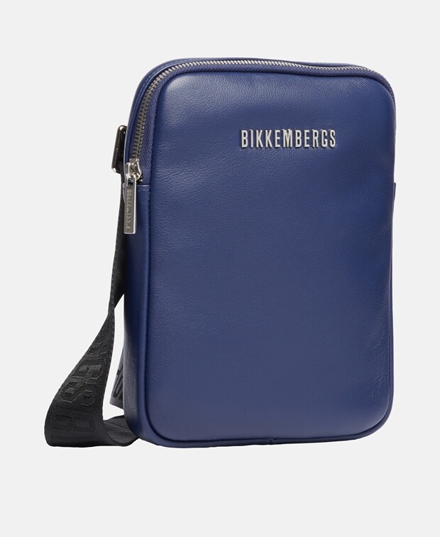 

Кожаная сумка-мессенджер Bikkembergs, темно-синий