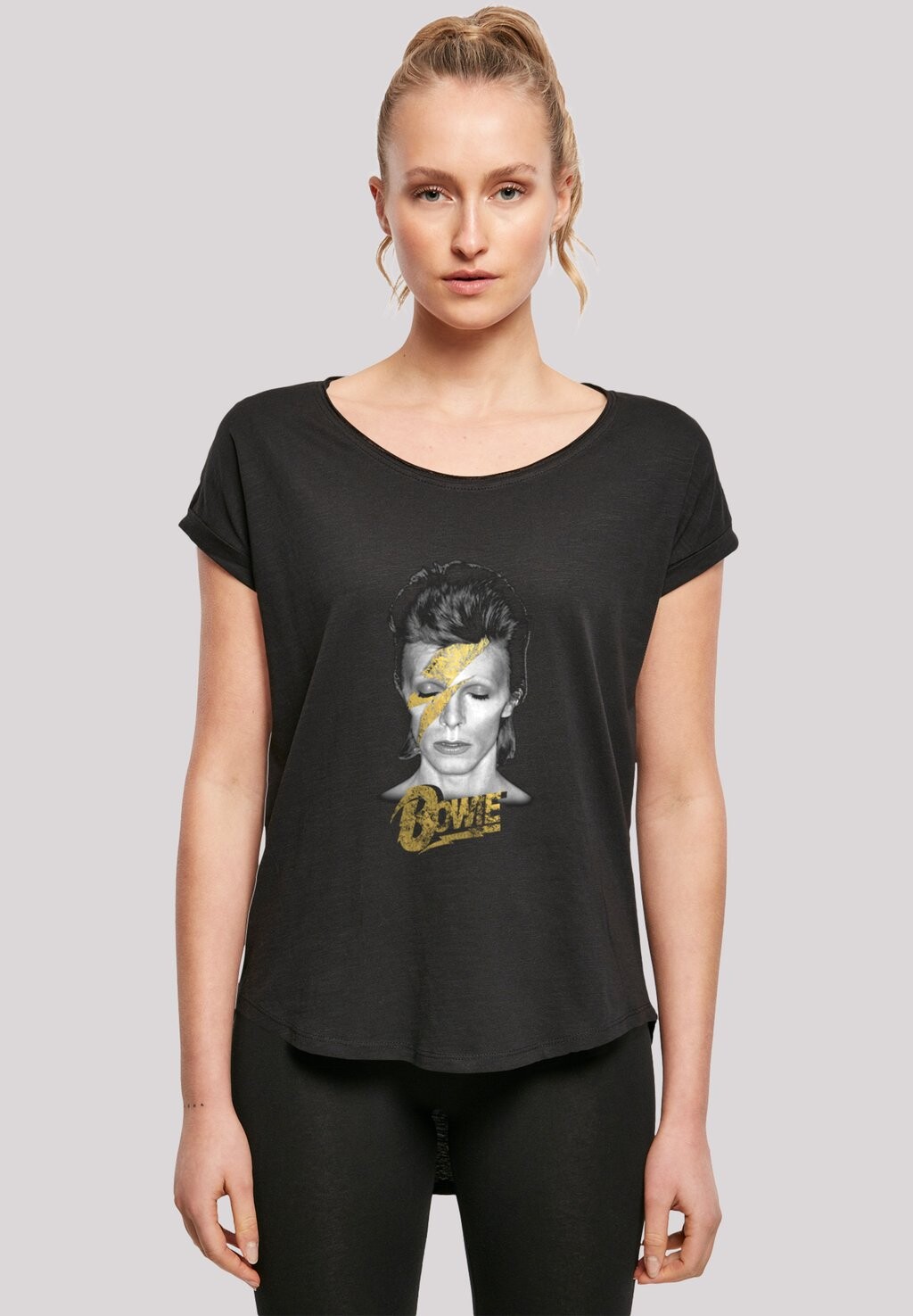 

Футболка с принтом DAVID BOWIE ALADDIN SANE GOLD BOLT F4NT4STIC, цвет black