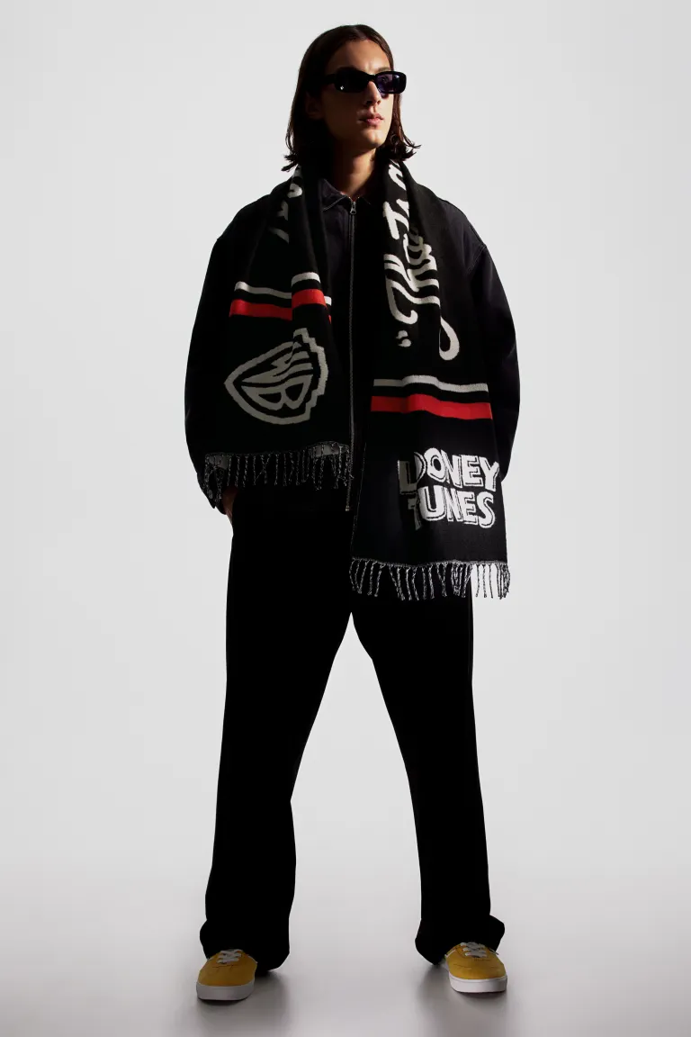 Жаккардовый шарф H&M, черный