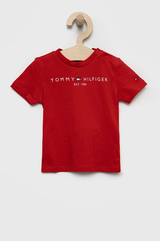 Детская хлопковая футболка Tommy Hilfiger, красный