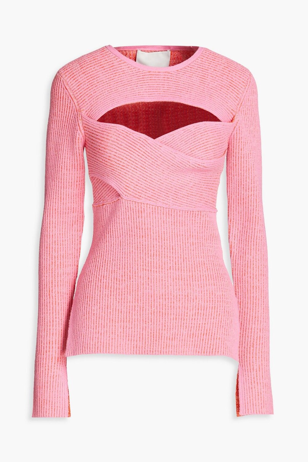 

Свитер из смесового хлопка в рубчик с вырезами 3.1 PHILLIP LIM, розовый