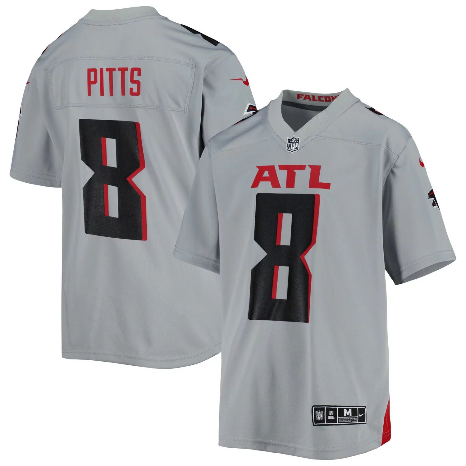 цена Молодежная футболка Nike Kyle Pitts Grey Atlanta Falcons Inverted Game Джерси Nike