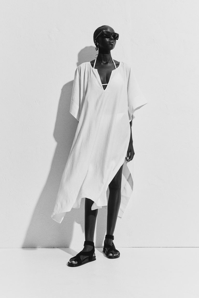 Платье-Кафтан для пляжа H&M, бежевый марокканское платье кафтан с v образным вырезом и рукавом 3 4