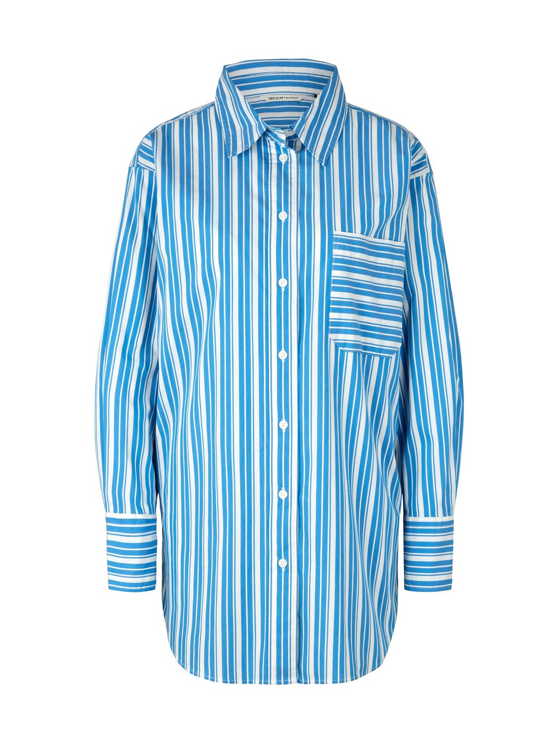 Блуза TOM TAILOR Denim CHEST POCKET, синий толстовка tom tailor средней длины капюшон карманы размер 152 синий