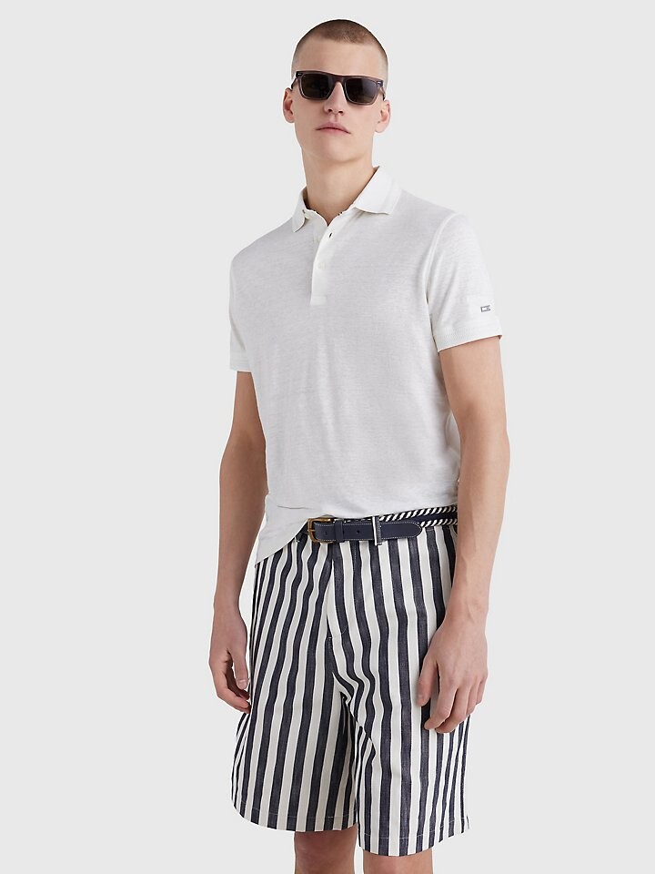 

Однотонная льняная рубашка узкого кроя Tommy Hilfiger