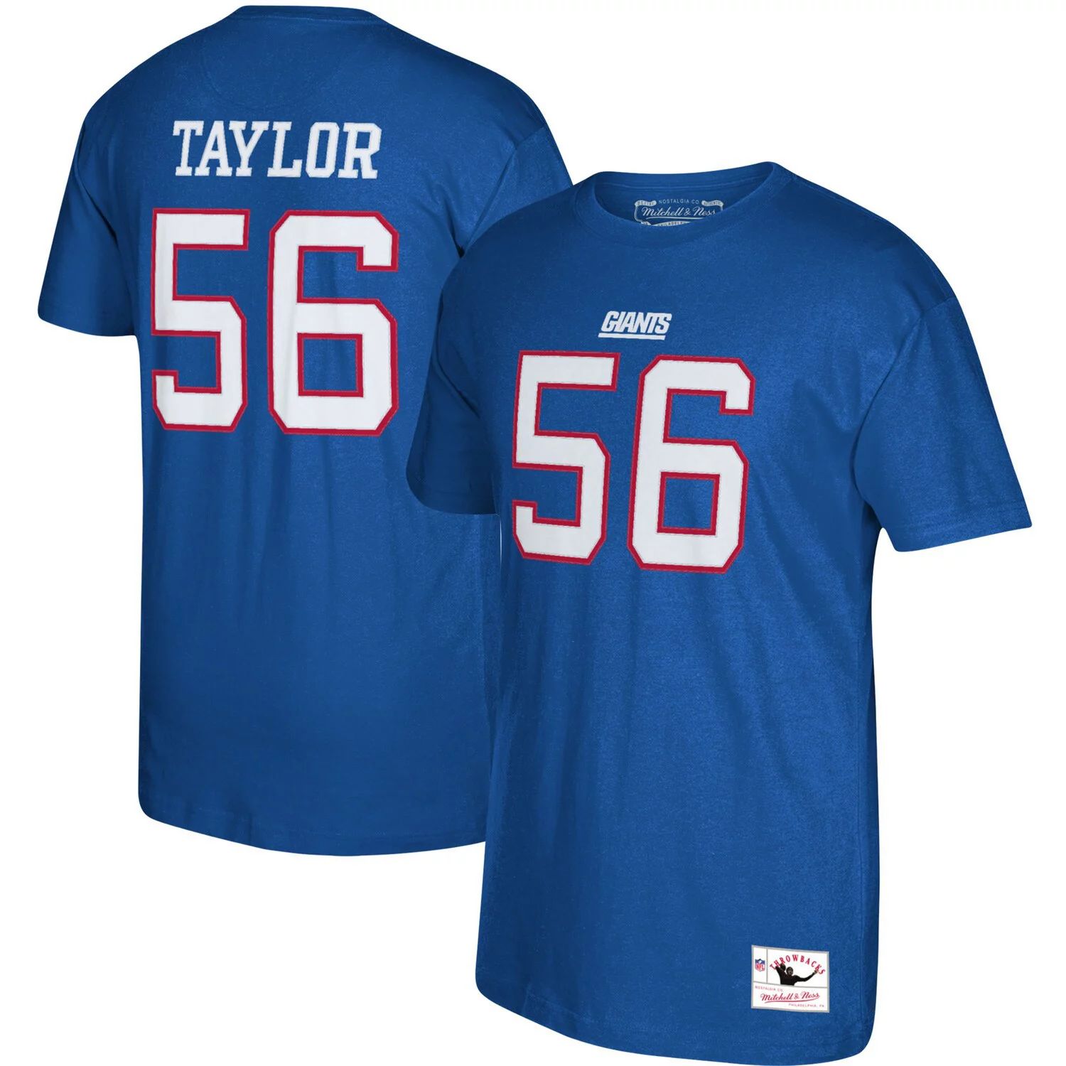 Мужская футболка Mitchell & Ness Lawrence Taylor Royal New York Giants с логотипом игрока в отставке, именем и номером