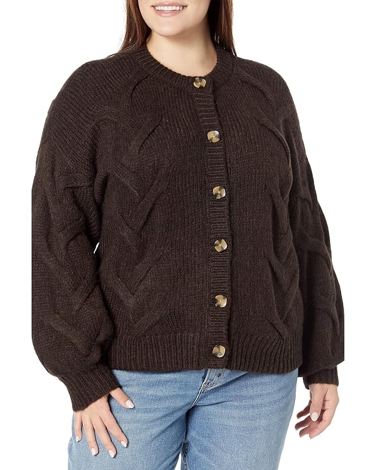 

Свитер Madewell Plus Aviva Cable Cardigan, цвет Heather Bark