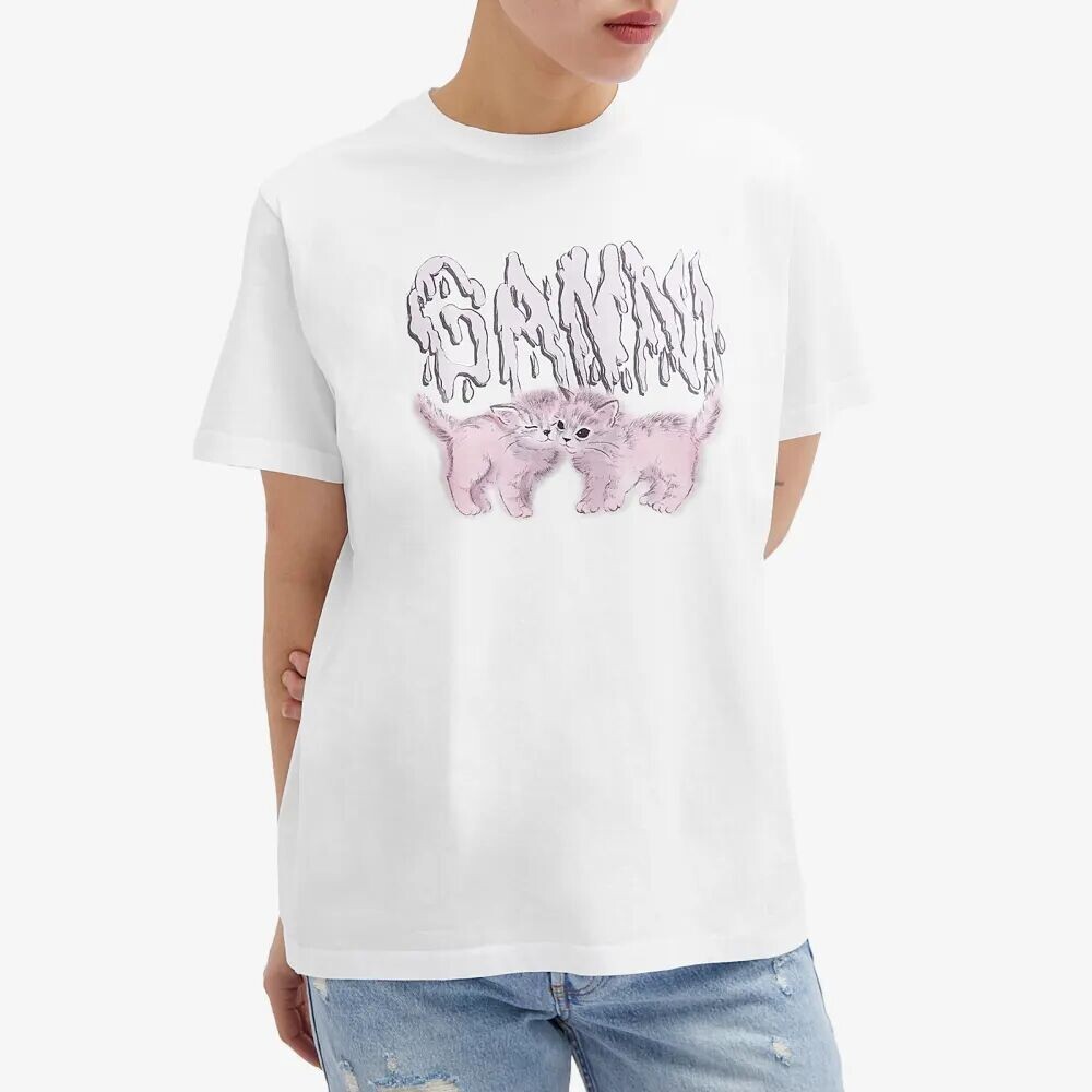 

Ganni Свободная футболка Basic Jersey Cats, белый