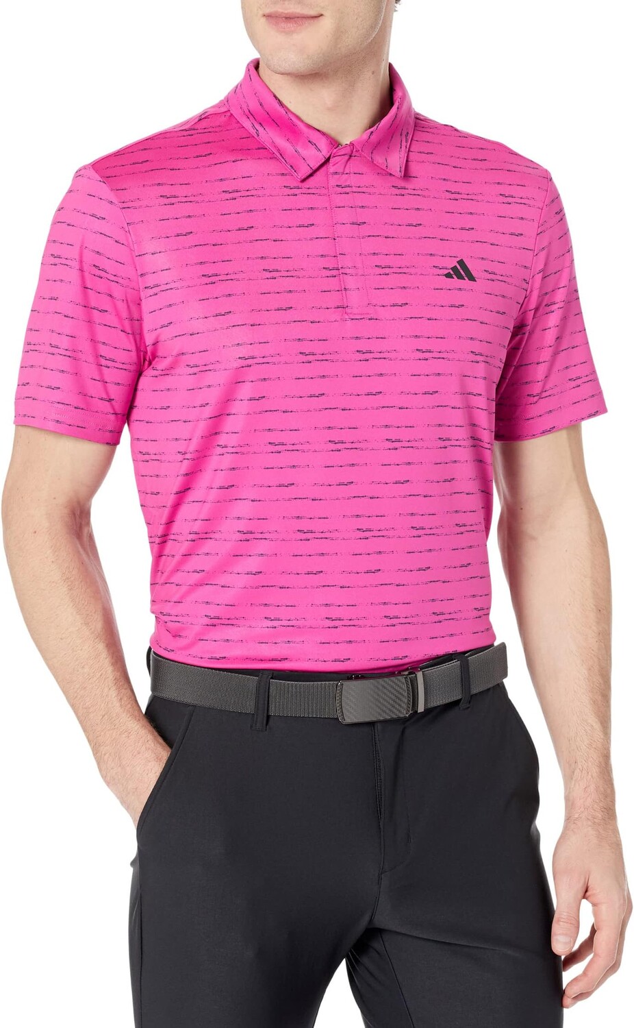 

Полосатая рубашка-поло на молнии adidas, цвет Lucid Fuchsia