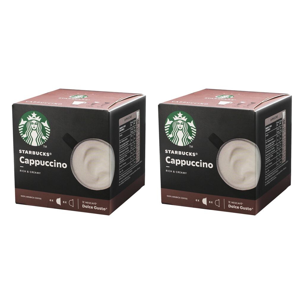 

Nescafé Dolce Gusto Starbucks Cappuccino, набор из 2 шт., кофейный напиток, кофе, сливочный, кофейная капсула, жареный кофе, 2 x 12 капсул Nestlé