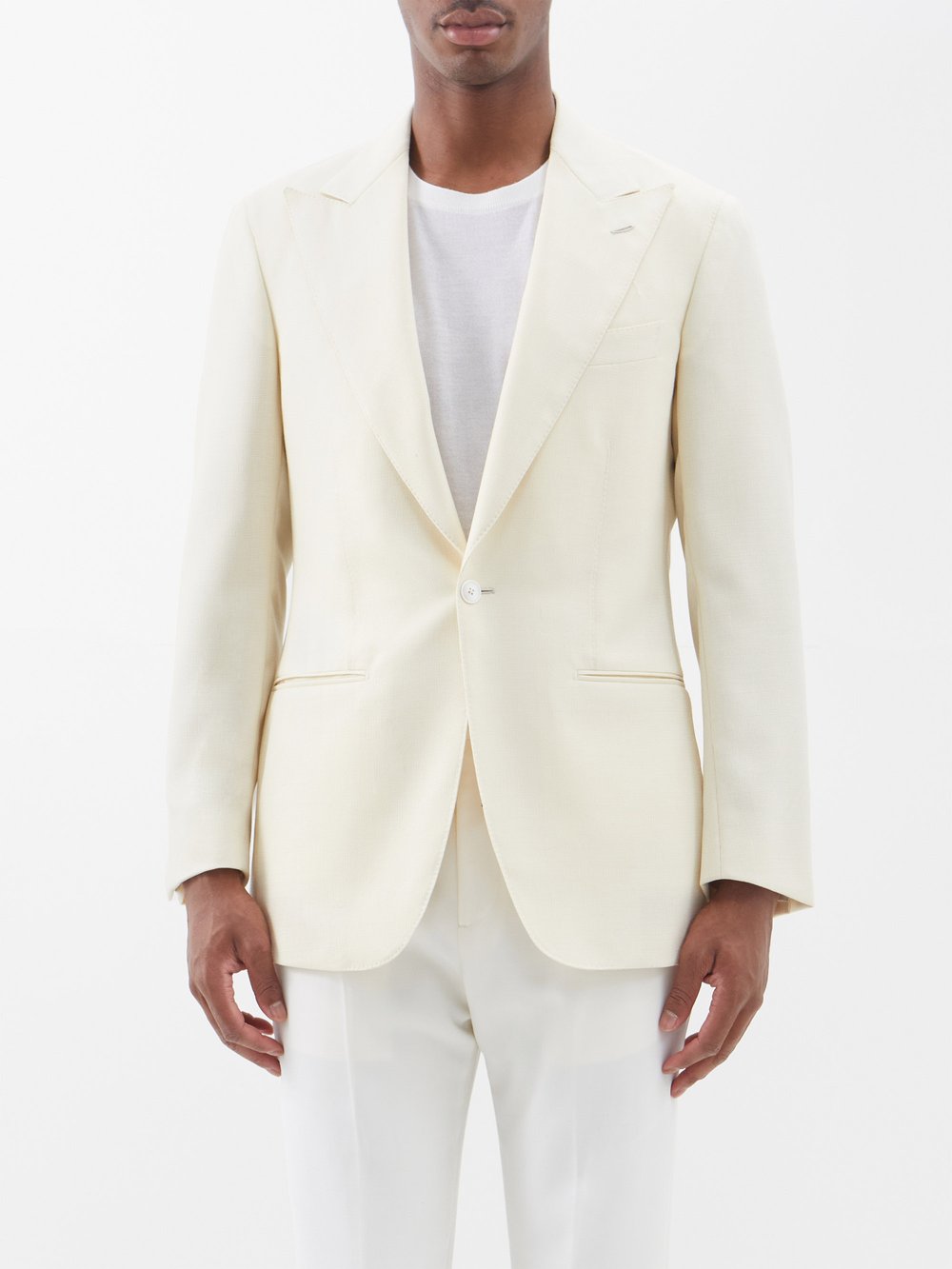 Однобортный пиджак из шелковой парусины Saman Amel, белый
